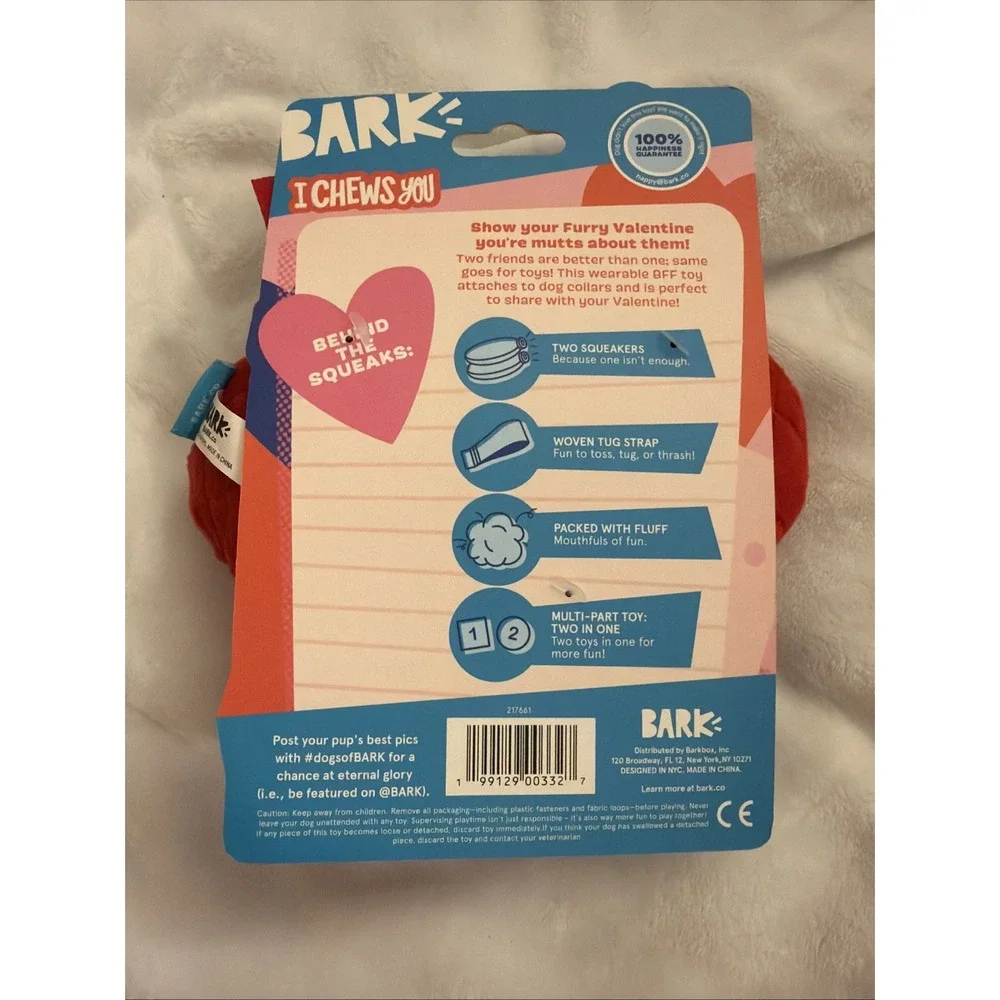 Barkbox Red I Chews You Best Friends Furever Heart Dog Squeeze Toy Size S-M